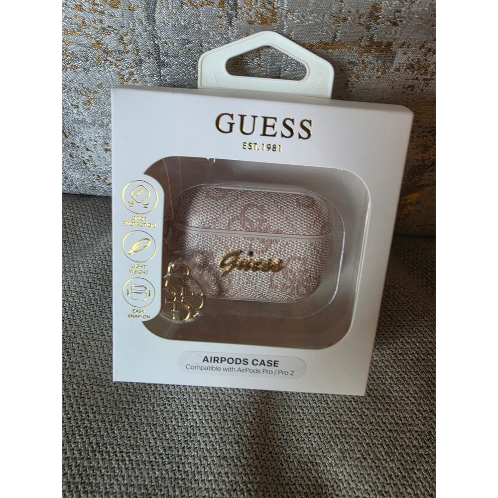 Guess AirPods Pro Case Pink 4G Monogram Logo Keychain Pro 2